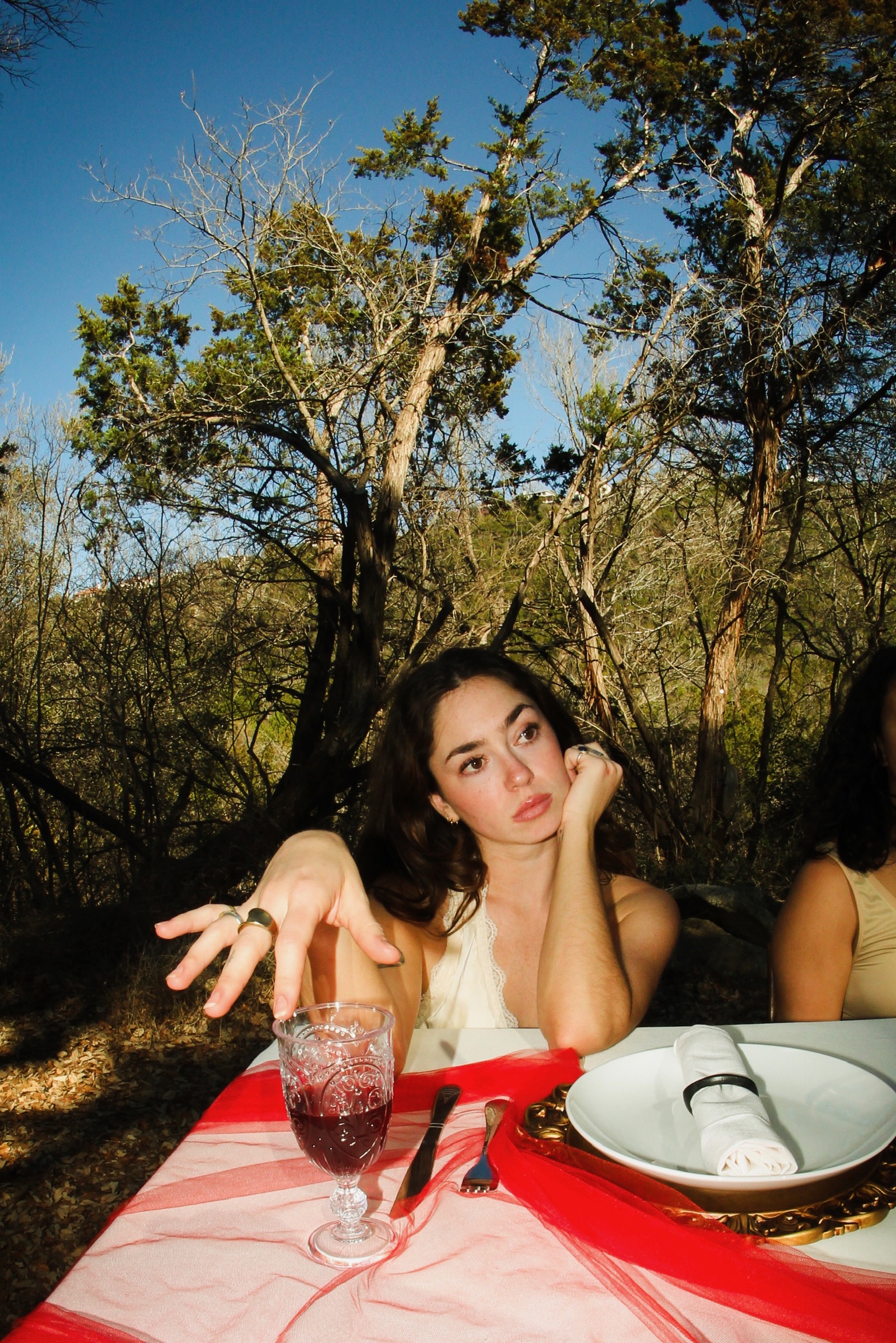 On set — outdoor table scene